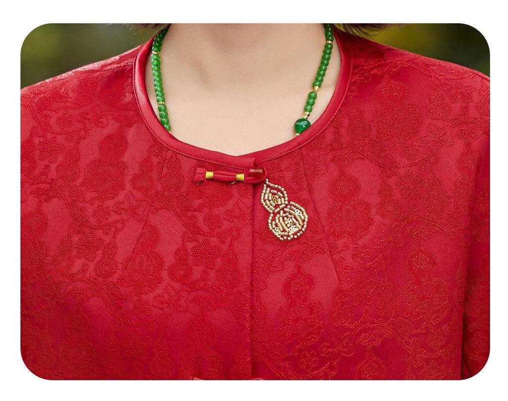 2026 Zodiac Year Stylish Spring Jacket for Middle-Aged and Older Women - New Chinese Style Mother of the Bride Top