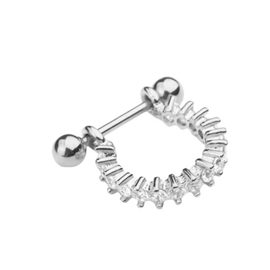 

1 шт., серьги-кольца с кубическим цирконием U-образной формы, серьги-кольца со штангой, женские ювелирные изделия для пирсинга 4 серебряный