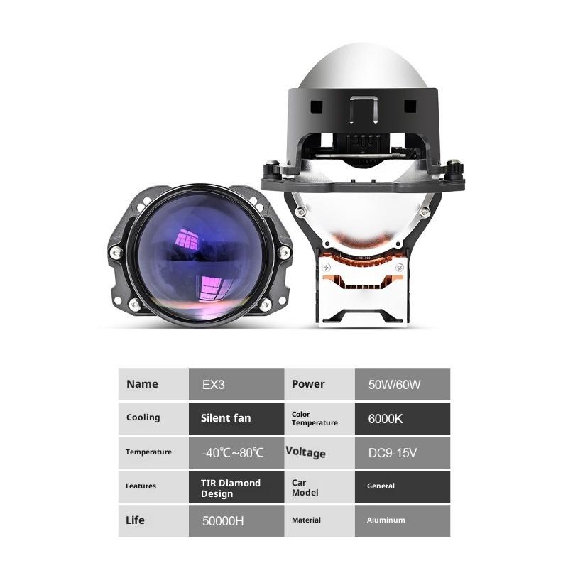 3 Inch Lentilă Dublă Putere Mare Efect Trei Lasere Nedistructiv Cupă Dublă Lampă H4 H7 Mașină Motocicletă Universal