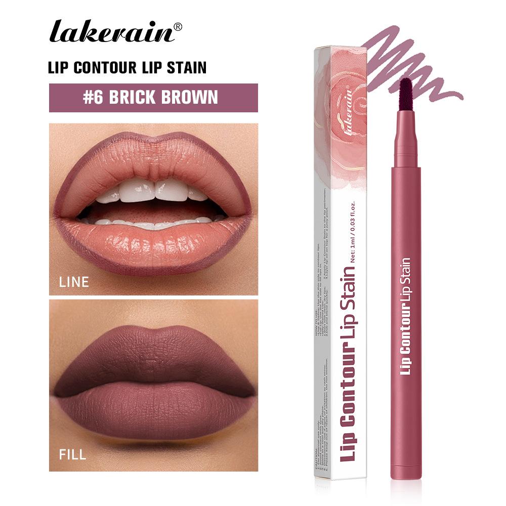 Lakerain Contorno Labbra Tinta Labbra Penna Anti-macchia Non Si Attacca alla Tazza Labbra Idratanti Trucco Labbra Cosmetico 2-in-1 Tinta Labbra & Matita