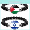Israel Palästina Flagge Edelstein Armband Unisex Schwarz Perlen Schmuck Großhandel