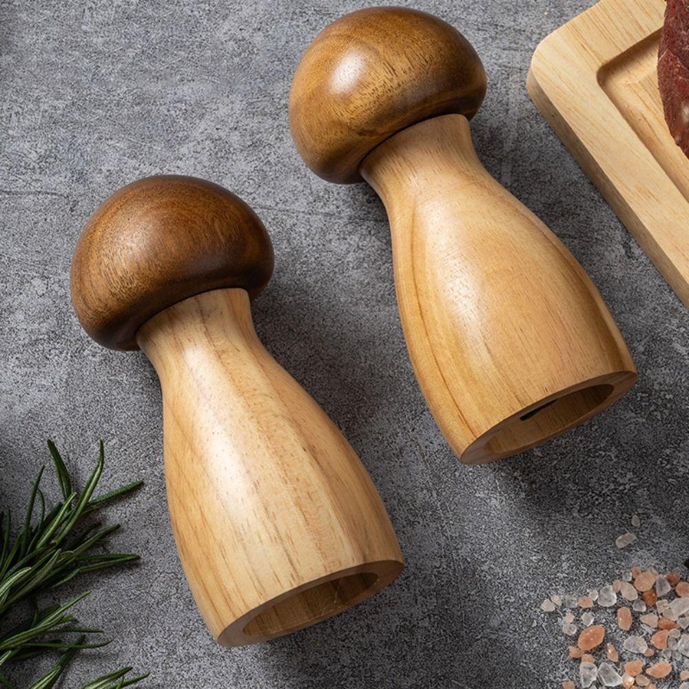 Wood Mushroom Pepper Grinder High Hardness Grinding Core Salt Grinding Bottle  Sea Salt