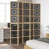5 Piece Room Divider In Brown and Black Solid Paulownia Wood