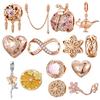 Wostu 925 Silver Gold Rose Flower Ladybug Charms Handmade Jewelry Beads Gift for Women
