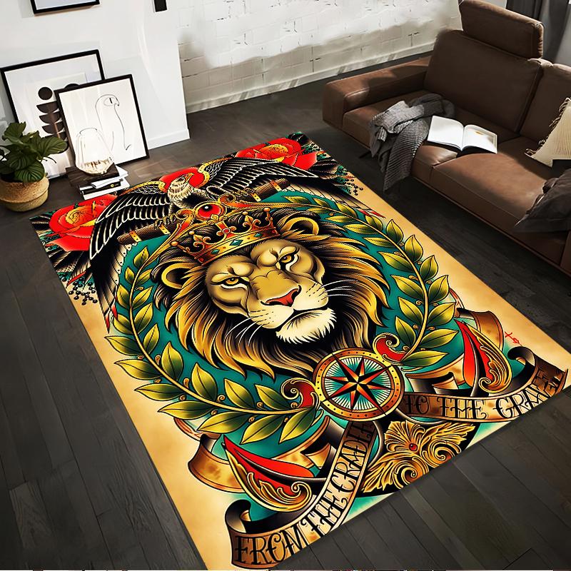 Majestic Lion with Crown and Eagle Art Design Living Room Carpet Suitable for use as an anti-slip for living room bedroom sofas 40x60cm( 15x23in )