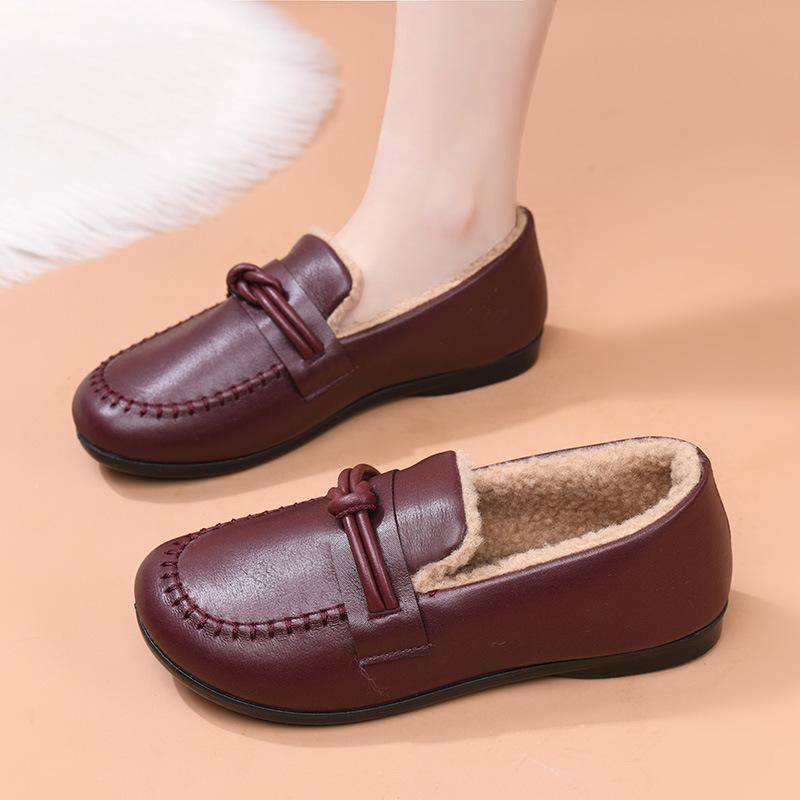 New Soft-soled, Fashionable and Casual Flat Shoes, Fleece Bean Shoes, One-step Shoes