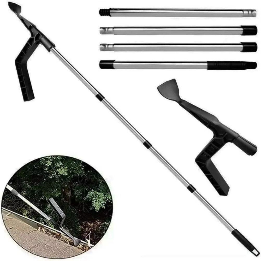 Telescopic Portable Gutter Cleaning Brush Leaf Roofing Detachable Guard  Clean Behind Skylights
