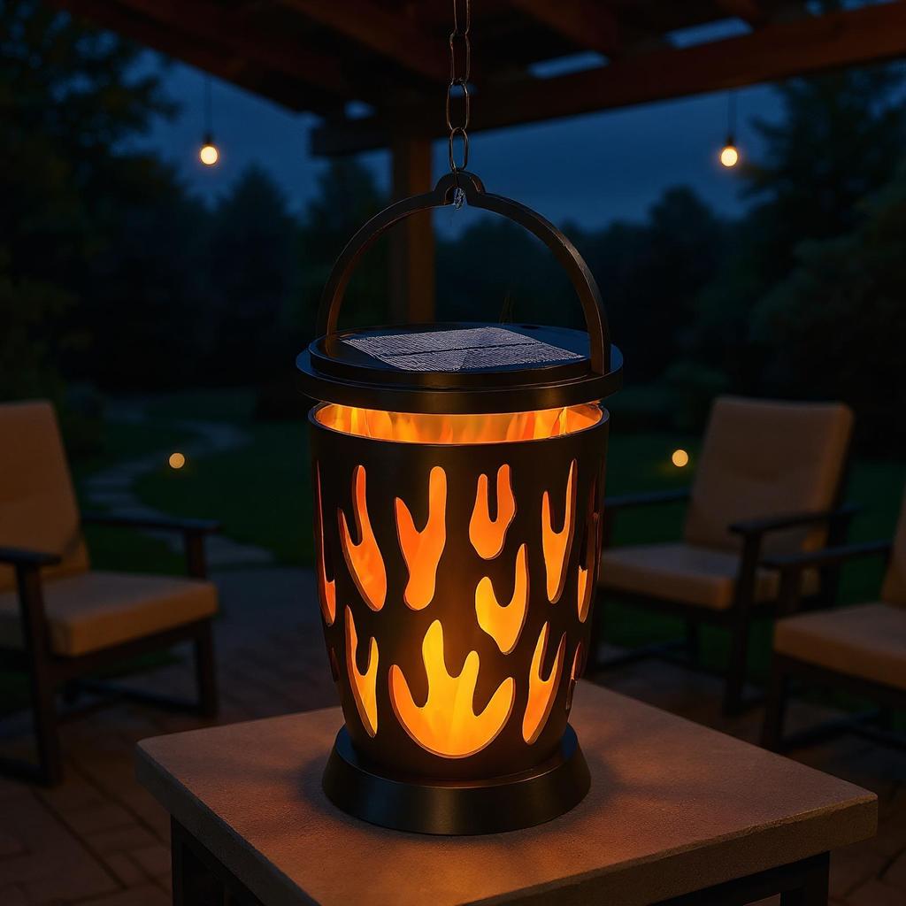 Solar Lantern Flickering Flame Outdoor Lantern Lights Ambient Lighting Waterproof Outside Lights for Garden Decor Pathway Yard