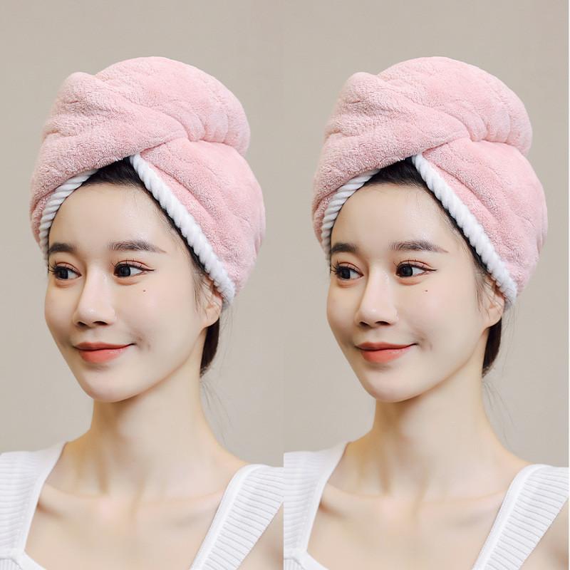 Premium Hair Drying Hat Coral Fleece Drying Cap With Thick Absorbent Design For Home And Travel