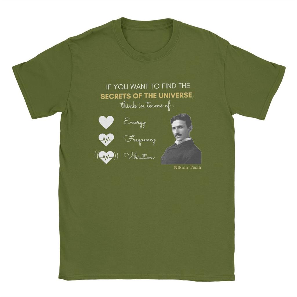 Nikola Tesla Tajemství Vesmíru Pánská Trička Vintage Tričko Krátký Rukáv Kulatý Výstřih Trička 100% Bavlna Nápad na Dárek Topy