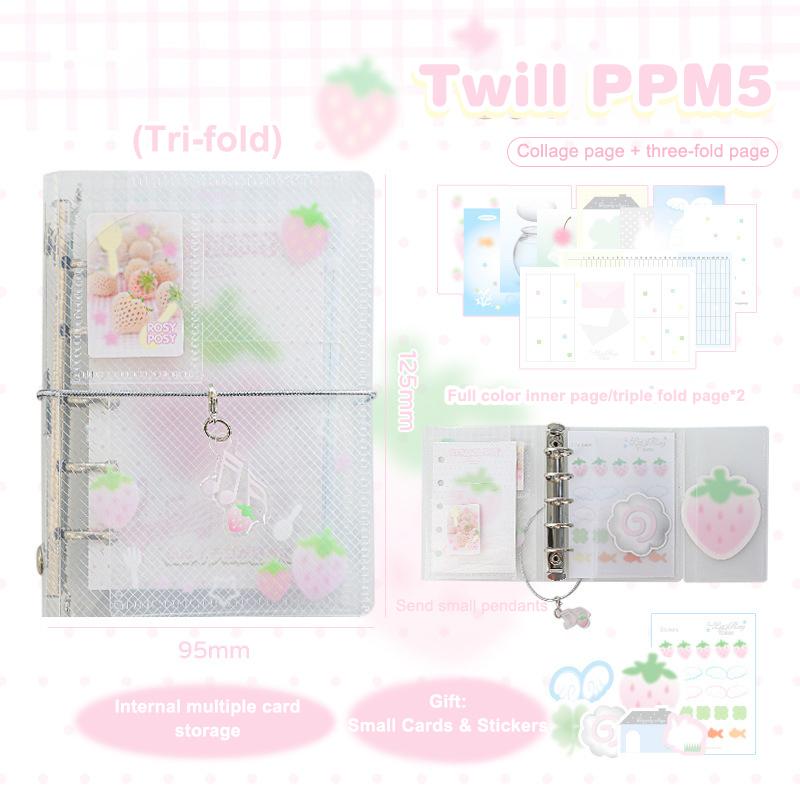 Mini Cuaderno Carpeta Portátil Planificador Anual Diario Semanal Libro de Agenda Dibujos Animados Hojas Sueltas Estético Cuenta de Mano