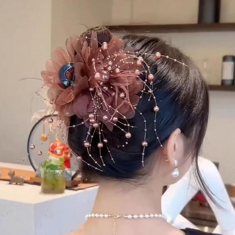 Bequeme Leichte Haarspange Mit Pfingstrosen-Design Federakzent Sicherer Halt Styling-Werkzeug