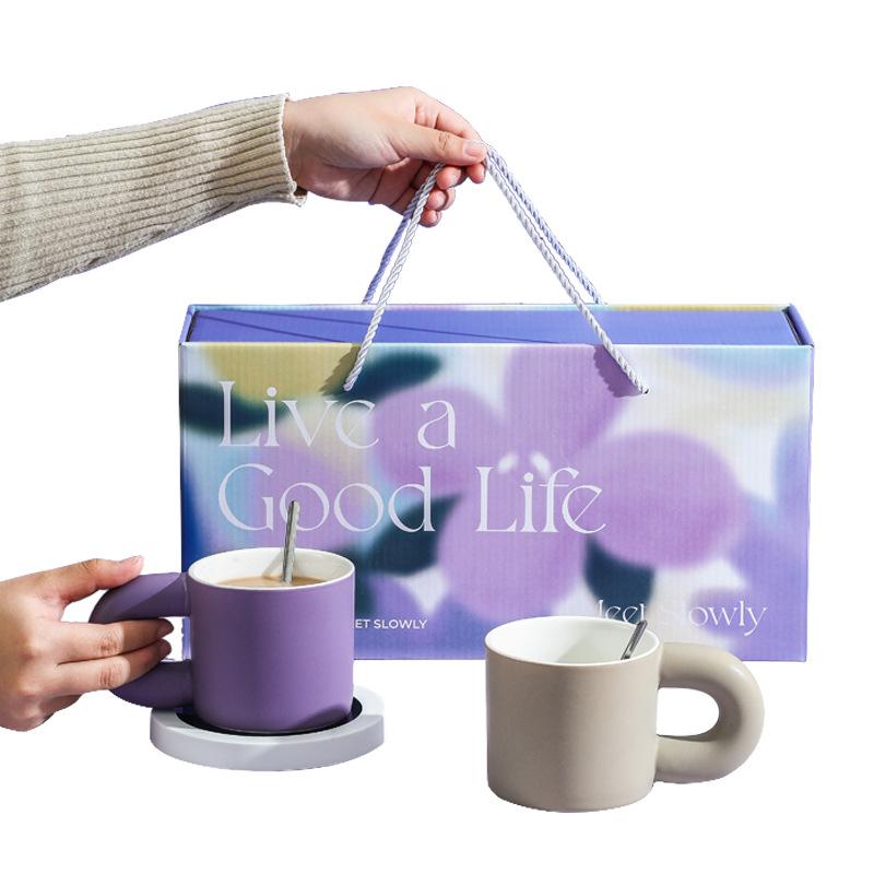 Life In Good Life Keramiktasse mit konstanter Temperatur Hochwertiges Geschenkset Farbglasur INS Becher Festival-Event Souvenir