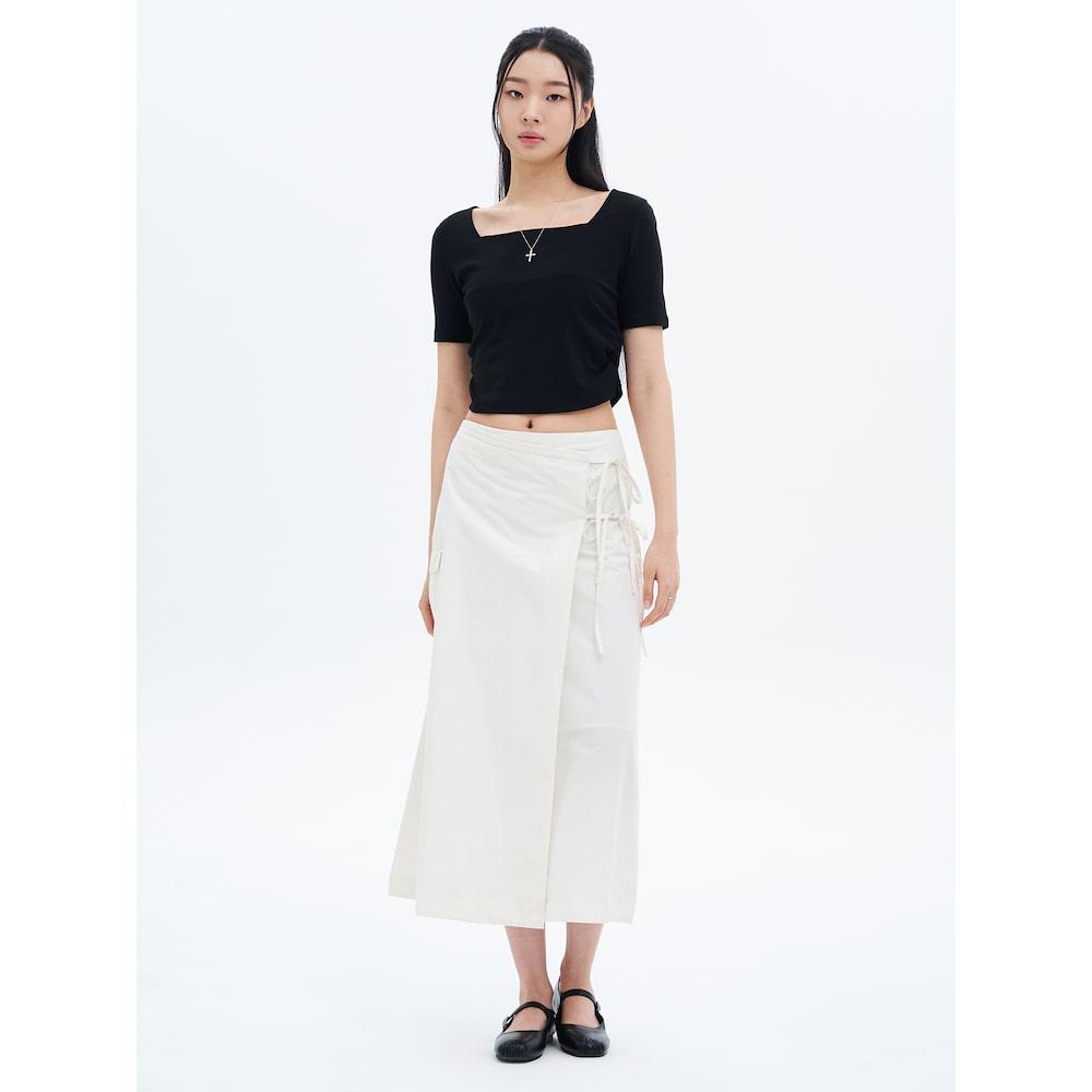 8SECONDS 40-Count Cotton Nylon Ribbon Wrap Long Skirt Ivory