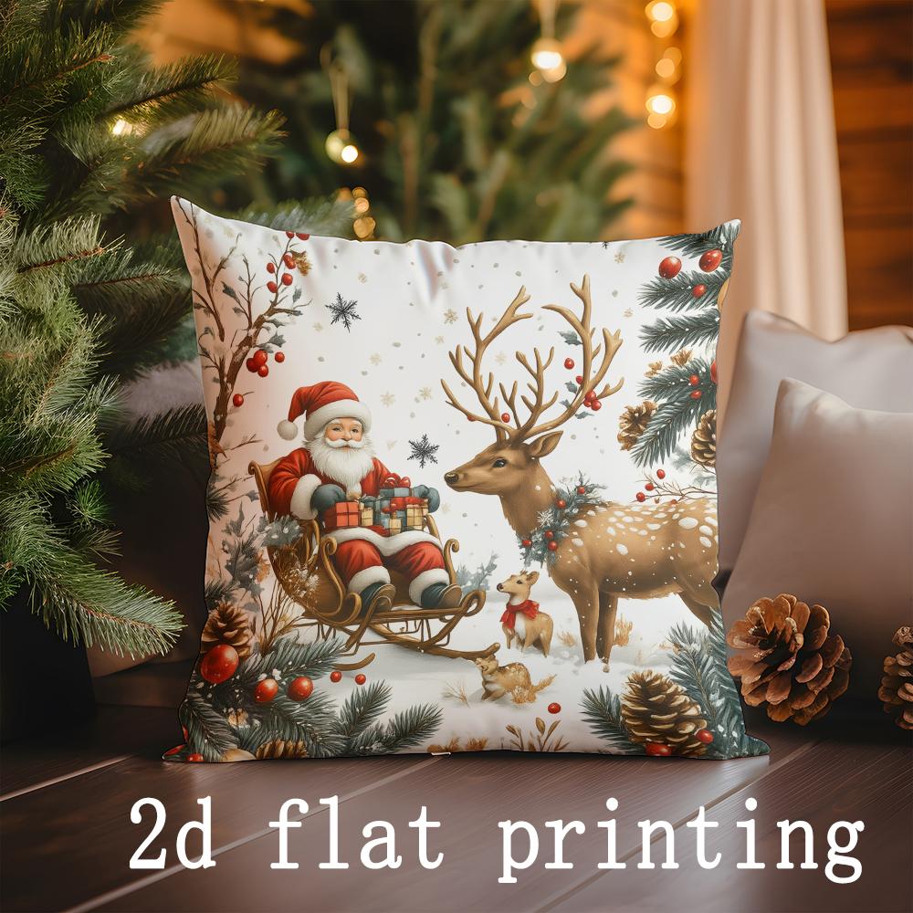 Home Decor Christmas-themed Decorative Pillow Covers Set Pattern Cushion Cover Suitable for Sofa Bedroom Car Pillow Cover