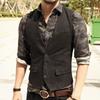 Autumn New Men's British Retro Herringbone Slim Suit Vest Wool Casual Horse Clip Men