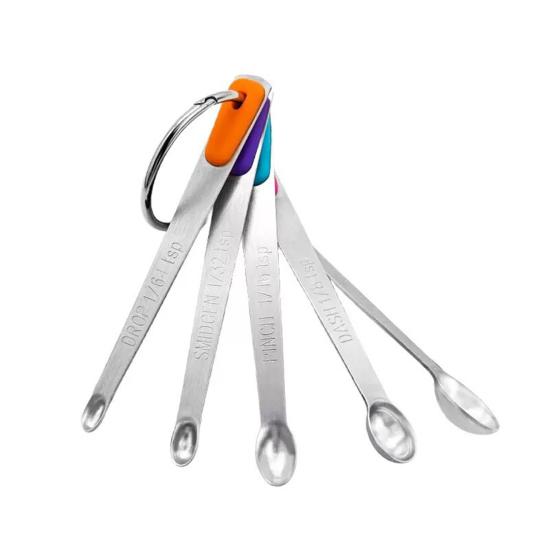 Maatlepels Set met Kleurrijke Antislip Siliconen Handvatten Roestvrij Staal Voedselveilig Nauwkeurige Schaalverdelingen Complete Bak- en Kookbekers Opslag