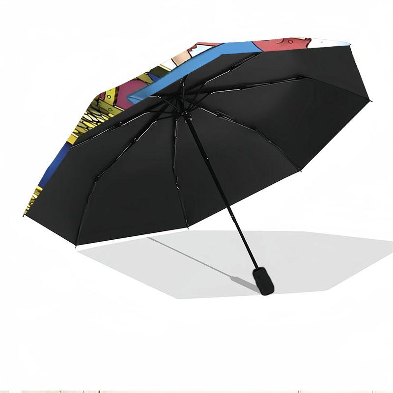 Pippi Longstocking Print Automatic Open Close Umbrella, Portable Foldable Umbrella, for Outdoor Commute Camping Trip, Ideal Birthday Gift