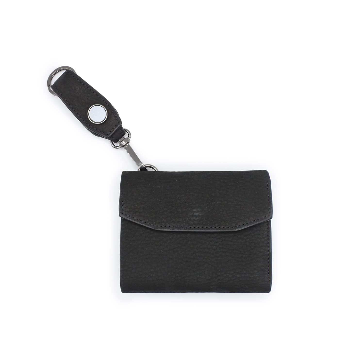 

Sea FOLK COMPACT MIDDLE WALLET BLACK Genuine Leather Nubuck with Hook and Reflector Trifold Wallet Box Type Coin Purse [CIE] Men s Women s чорний