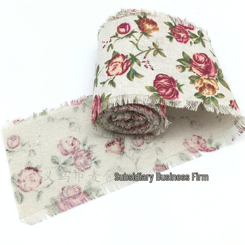 Brushed Cotton & Linen Floral Strip - 70mm Craft Material