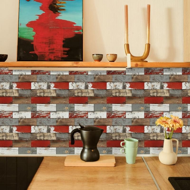 10pack Auto Adhesive 3D Brick Texture Wallpaper Waterproof PVC Decals For Backsplash And Feature Walls
