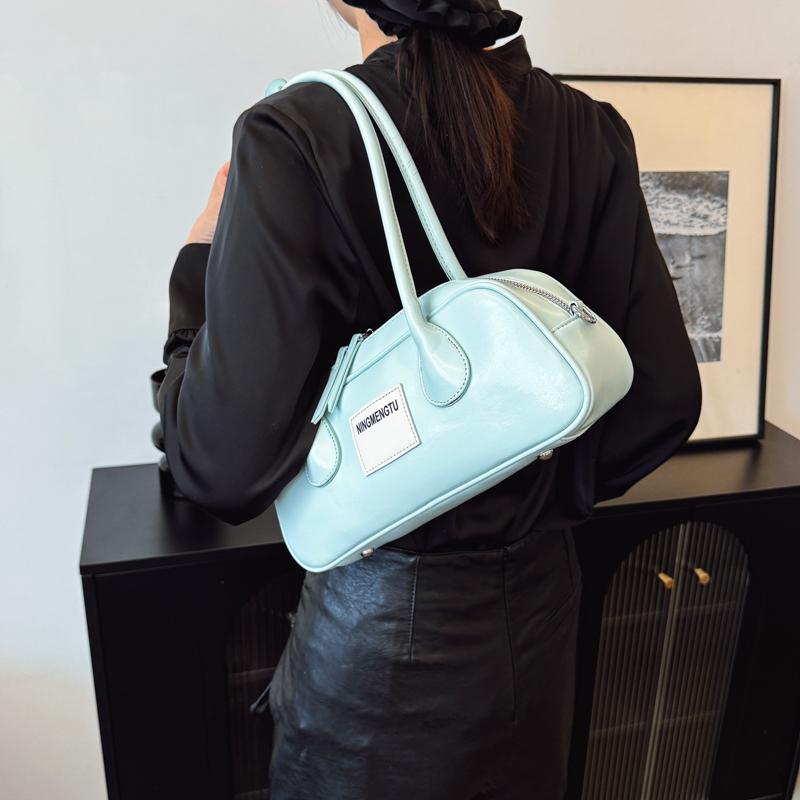 Neon Green Leather Shoulder Bag for Women - Trendy Baguette Handbag with Detachable Strap, Fashion Retro Purse