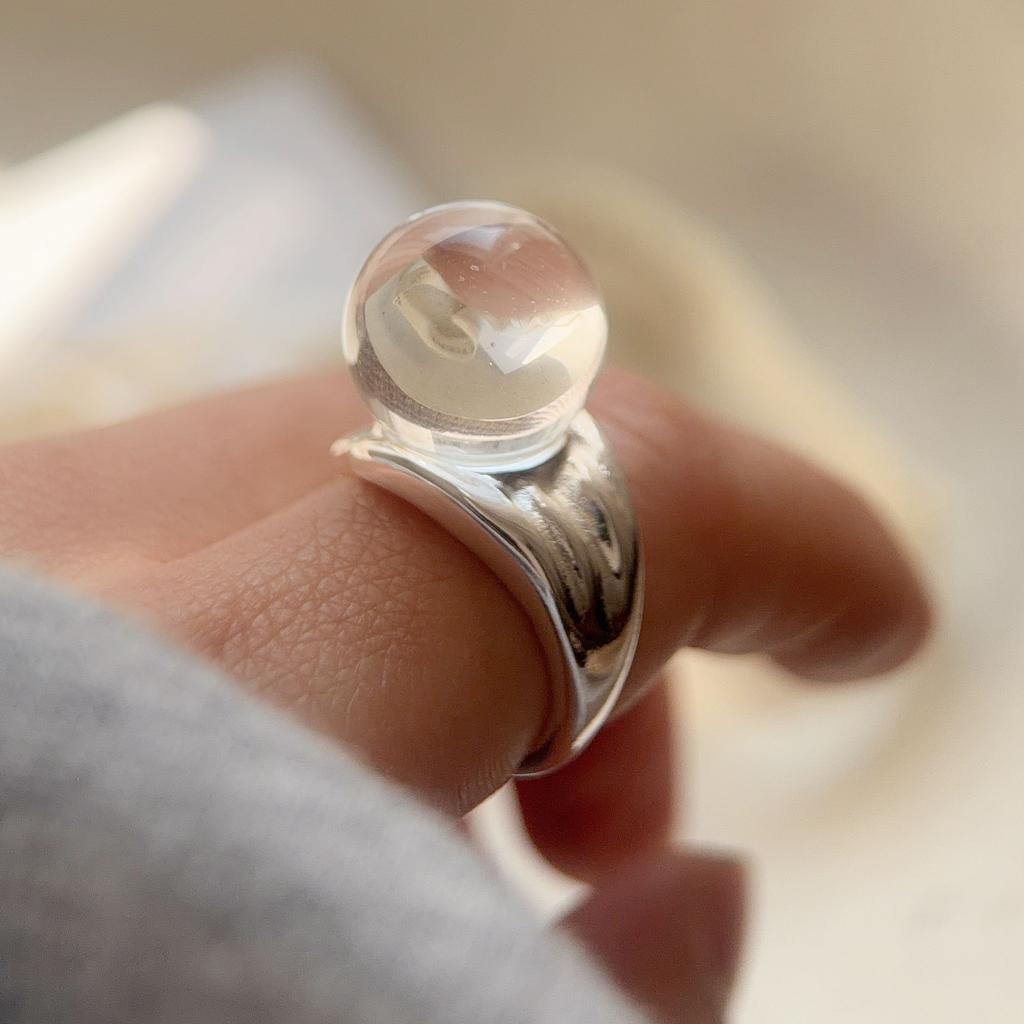 925 Silver Rings for Women Couple Minimalist Handmade Big Ball Ring Fine Jewelry Birthday Gift Prevent Allergy