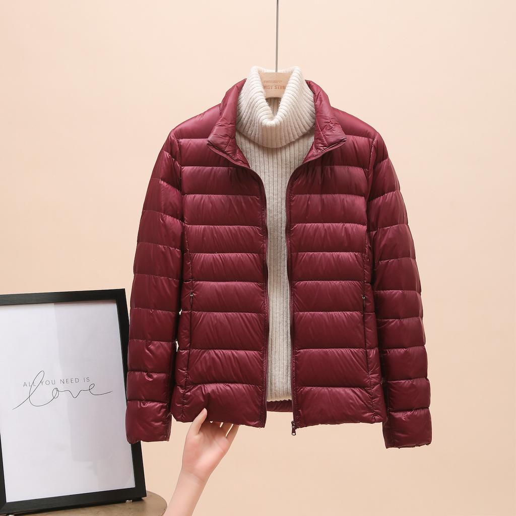 Down jacket women's new short light and thin thickened warm slim white duck down fashion coat