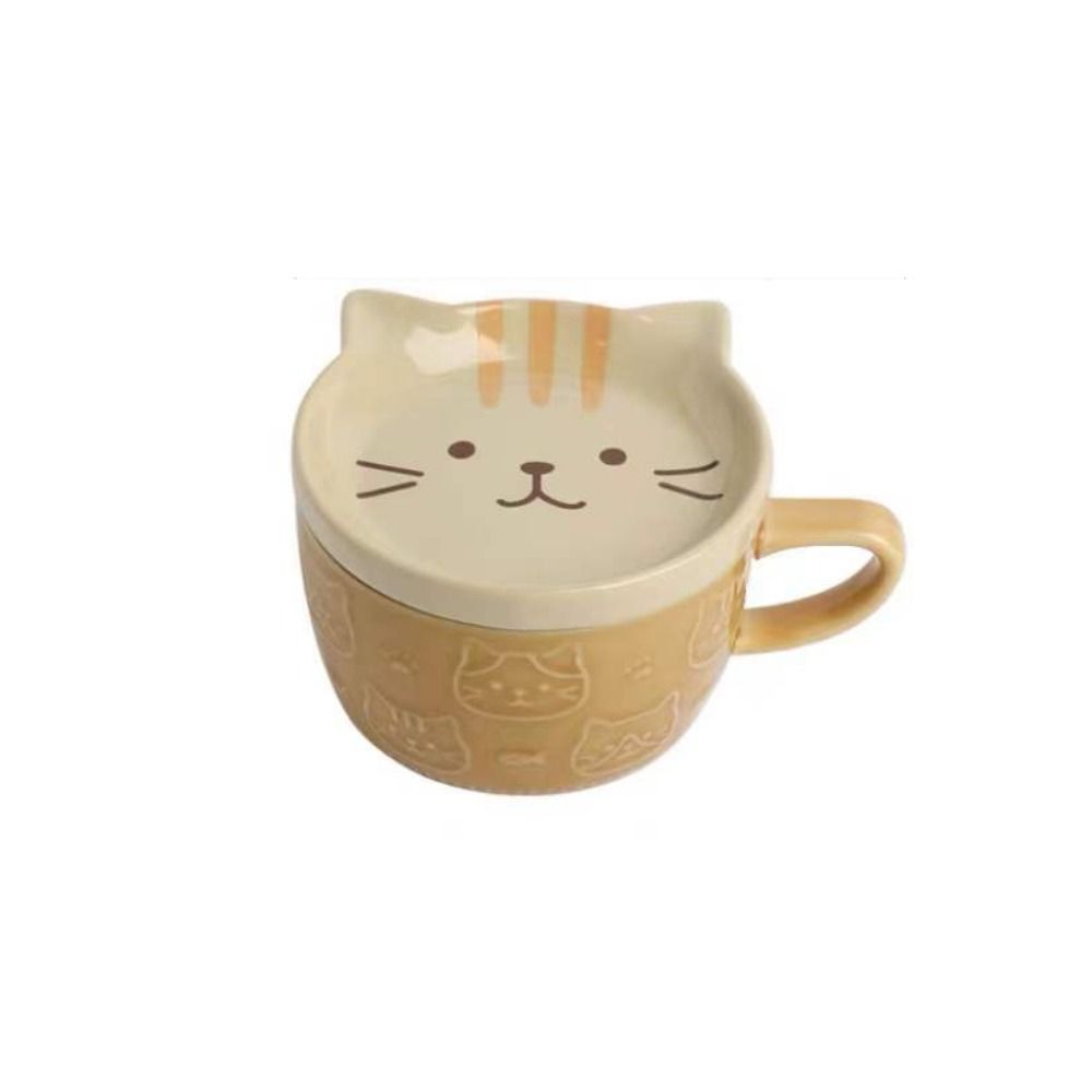 Cat Alpaca Ceramic with Lid Creative Novelty Tumbler Cup Coffee Mug Tea Cup Drinkware