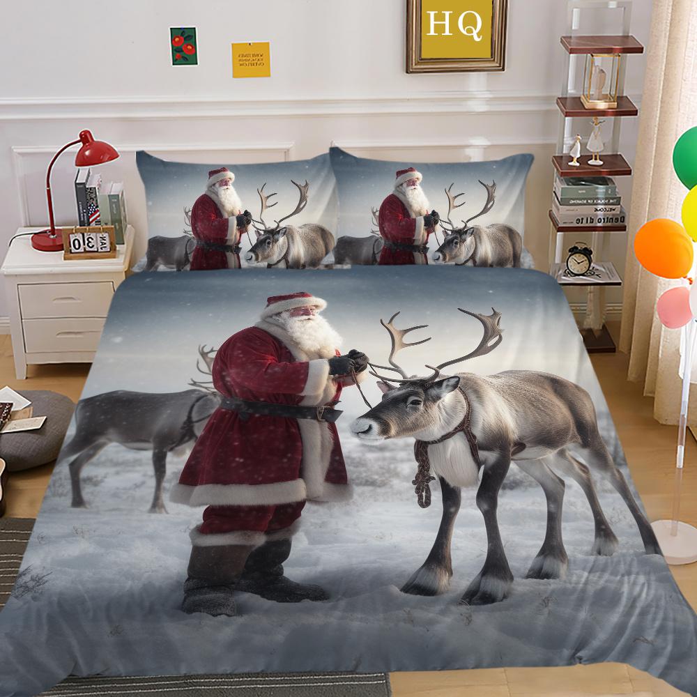 Świąteczne drukowanie 3D na pościel w pełnym rozmiarze zestaw poszewek na kołdrę z mikrofibry dla dzieci Highend narzuty