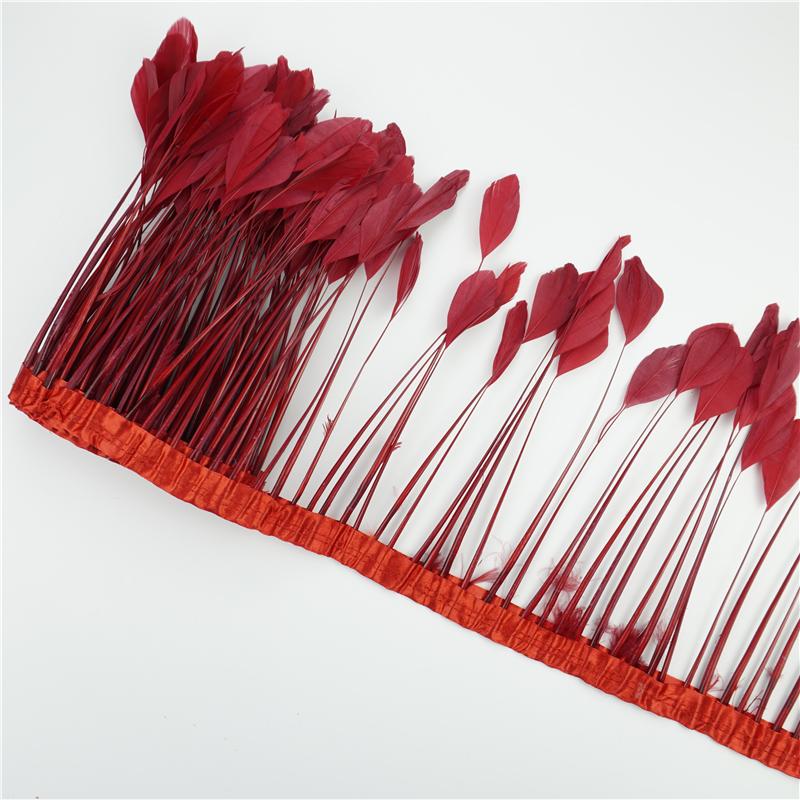 2Yards/Lot Stripped Coque Goose Feather Fringe Trimmings For Needlework And Handicrafts Wedding Decoration Carnival Accessories