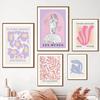 Piața de flori Postere nordice Imprime Coral Naked Girl LES MUSES Abstract Matisse Art Canvas Painting Poze de perete Decor dormitor No Frame