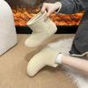 Women's Large Size Soft Sole Heightening Winter Warm Fur One Anti-slip Snow Boots Plush Lined Ankle Boots Outdoor Sports Martin Cotton Boots