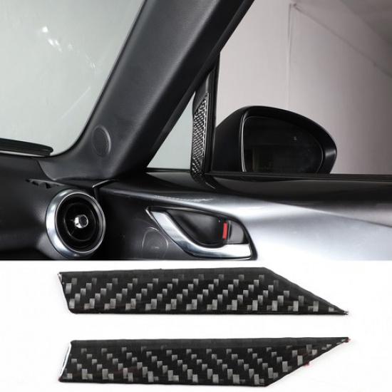 Carbon Front Triangular Window Divider Trim Sticker For Mazda MX-5 Miata 16-23