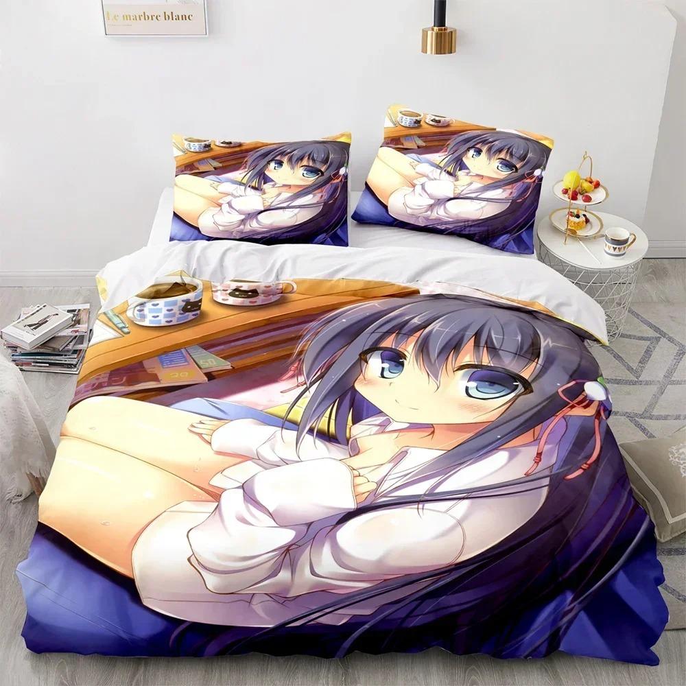 Comforter Kawaii Girl Anime Sexy Girl Bedding Set 3D Printed Suitable For Bedroom Kids Home Textile