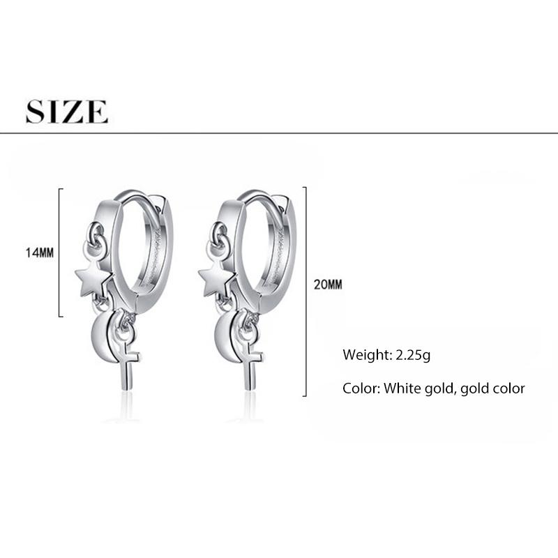 BELLA BOX Luxury Women Drop Earrings Stars And Moon Earrings Wedding Engagement Party Gift