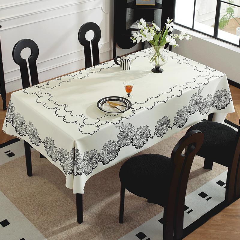 Retro Tablecloth Leave-in Oil-proof and Waterproof French Light Luxury High-end Dining Table Coffee Table Rectangular Tablecloth Dining Table Cloth