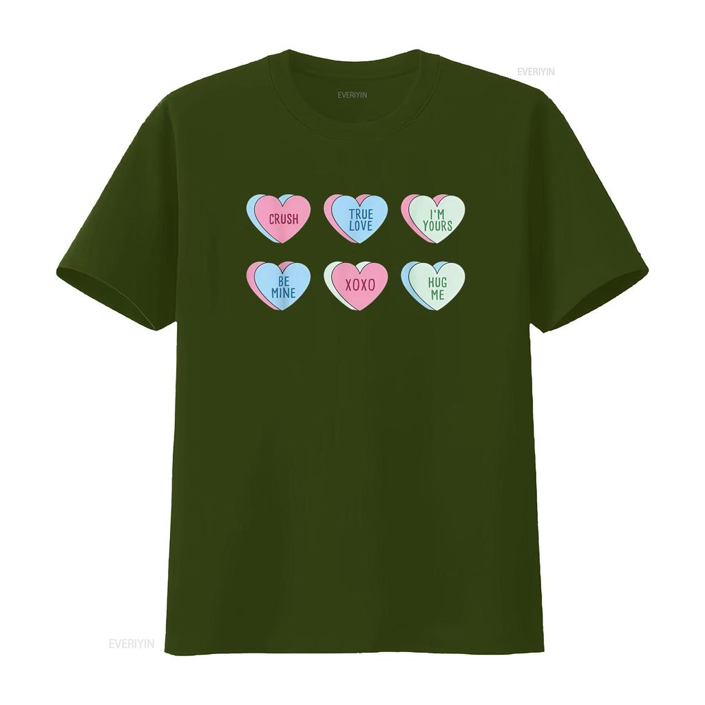 Womens Valentine s Day Hearts Candy T Shirt Black vintage Washed fashion streetwear Soft graphic Casual homme Stylish Slightly