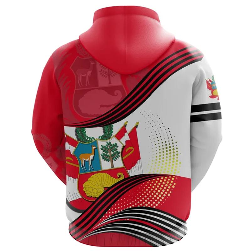 Peru National Emblem 3D Print Hoodie For Men Clothing Fashion Sports Hooded Sweatshirts Casual Streetwear Long Sleeve Pullovers