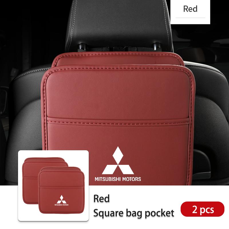 Cwvjgx1 For Mitsubishi Car Logo Seat Back Storage Leather Multifunction Hanging Box Accessories Outlander Lancer Cross Colt Xpander