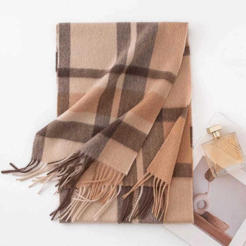 Classic British Style Autumn and Winter 100% Cashmere Scarf,versatile Plaid Pure Cashmer Scarf 180x30cm