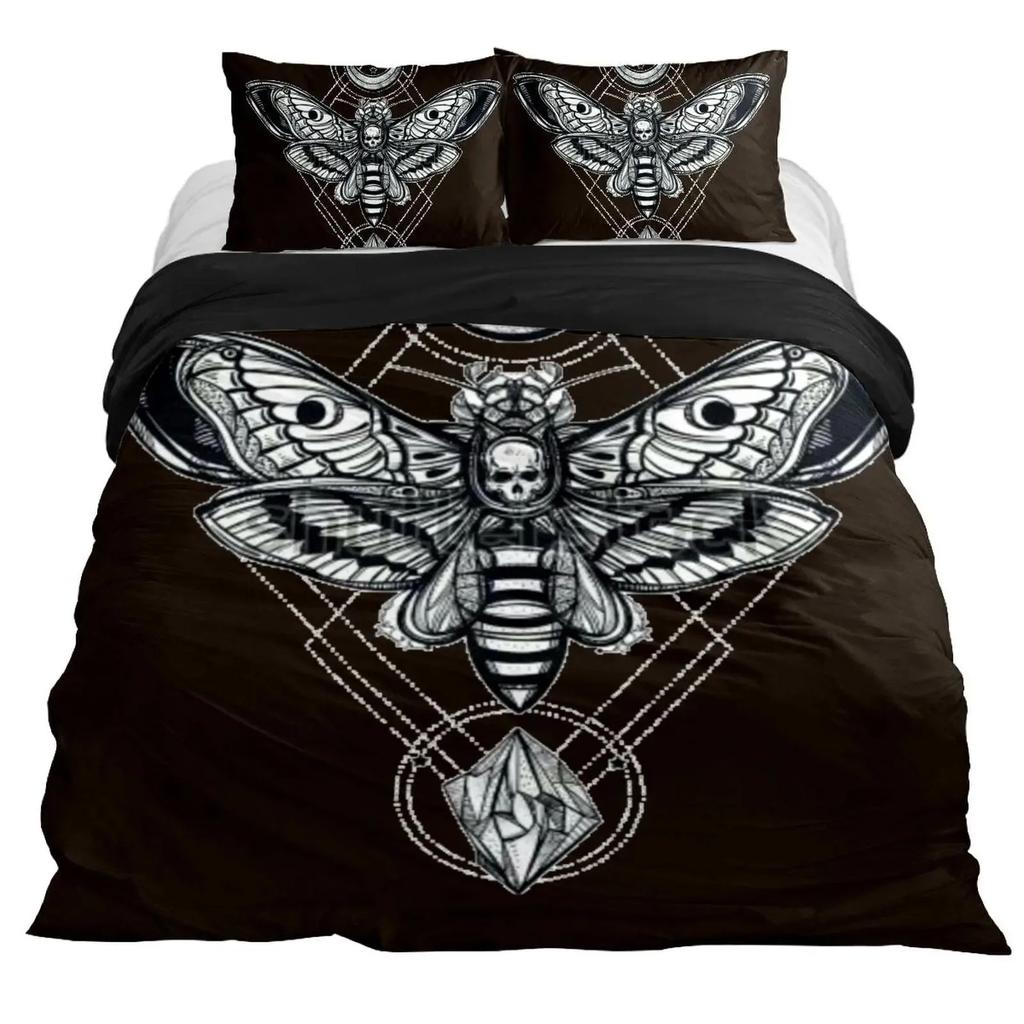 Lucifer Morningstar Satanic Duvet Cover Set Satanic Bedding Set Full Size Queen Size,Gothic Skull Bedspreads Comforter Cover Set