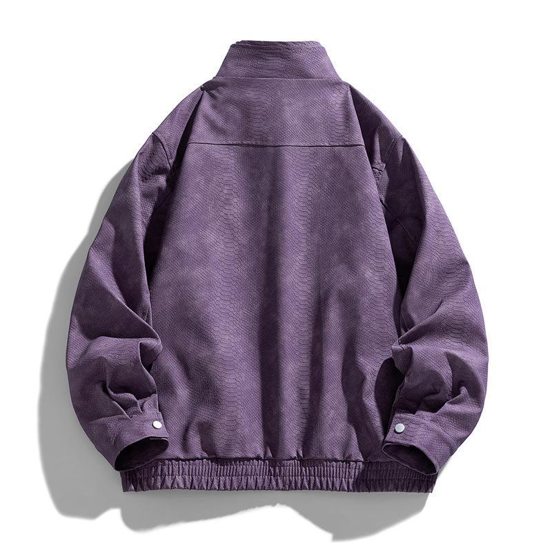 New fat plus size leather jacket men's PU leather tooling large size lizard leather jacket men's stand-up collar locomotive shake