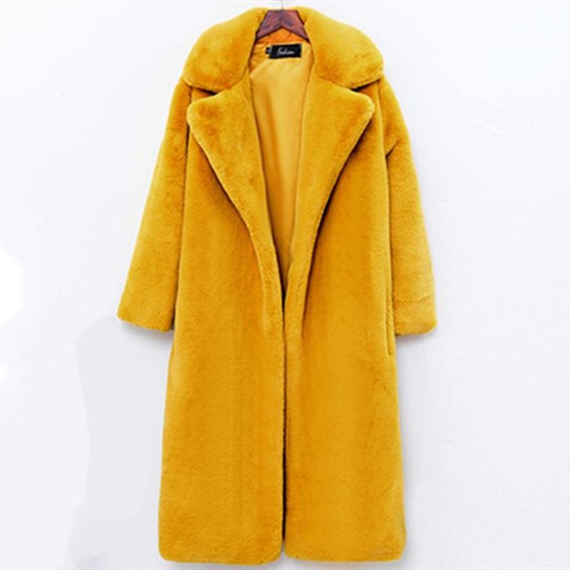 Damen Winter Warmer Kunstpelzmantel Dick Damen Langer Mantel Umlegekragen Damen Warmer Mantel