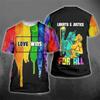 Camiseta 3D Orgulho LGBT Para Homens Casais Gay LGBTQ Camiseta Amor é Amor Bandeira Arco-Íris Mangas Curtas Tops Gola Redonda Camisetas