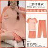 Summer Korean Sweet Pajamas Women's Crew Neck Short-sleeved Three-piece Comfortable Women's Loungewear Spot Straight Hair