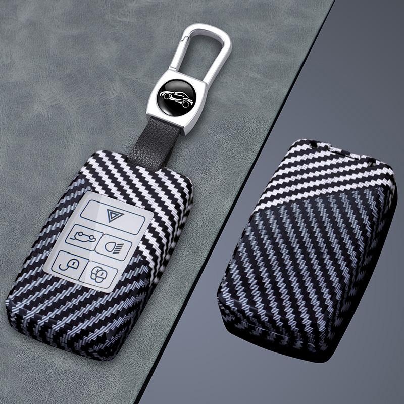 Carbon Fiber Car Key Case Cover Protect Shell Bag for LandRover Range Rover Sport Evoque Freelander Velar Discovery Jaguar XE XF