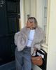 Stylish European & American Faux Fur Coat with Large Lapel, Short Length, Fluffy Plush Material for Women's Fashion.