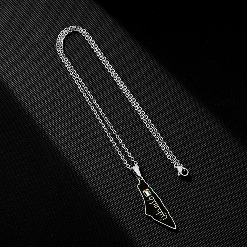 Unique ISR Map Pendant Necklace PLE Adjustable Chain Necklace Stainless Steel Material Suitable for Fashionable Outfits