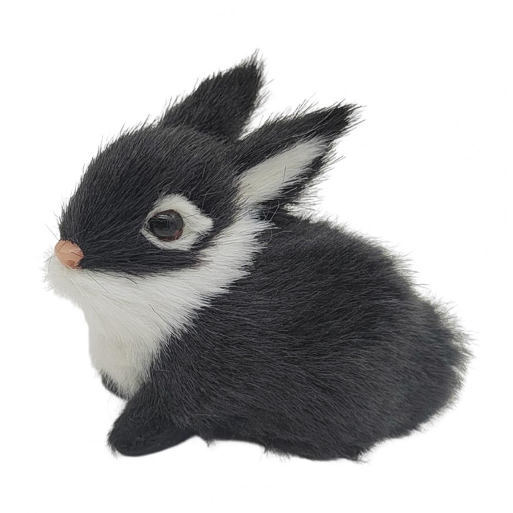 Small Bunny Ornament Faux Fur Rabbit Decoration Realistic Plush Rabbit Figurines for Easter Decor Bunny Models with for Home